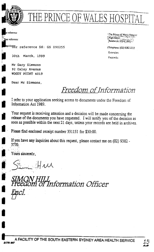 Below shows The Prince of Wales Hospital are in charge of Medical records for both Hospitals