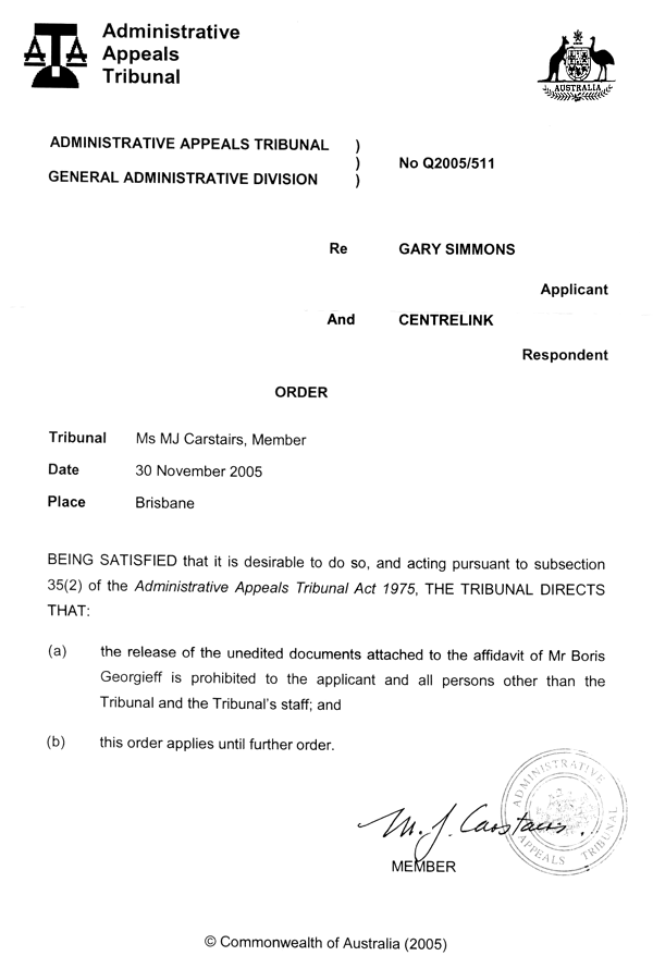 Administrative Appeals Tribunal Order refers to hearsay statement as an Affidavit ??