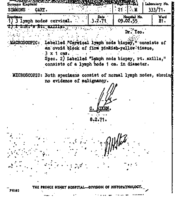 The Price Henry Hospital - Division of Histopathology: Operation Report 