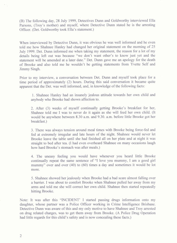 Letter concerning Brooke Brennen's murder - 01/06/2001 - page 2