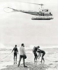 Navy divers search for Holt at Cheviot Beach, near Portsea, in 1967